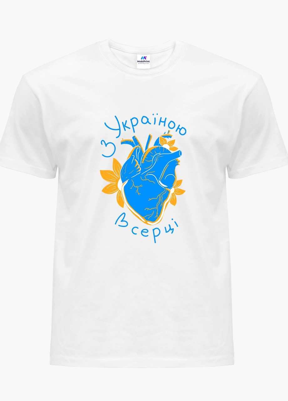 Белая демисезон футболка женская с украиной в сердце (with ukraine in the heart) белый (8976-3668) s MobiPrint