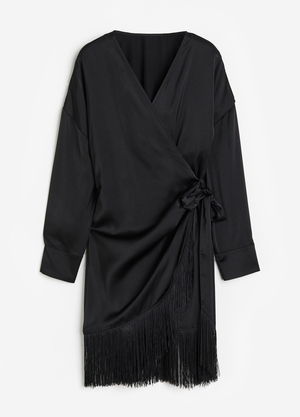 Чорна кежуал сукня на запах H&M однотонна