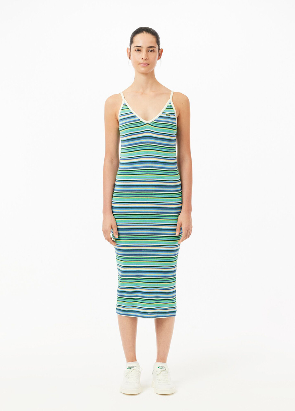 Комбінована кежуал сукня силуетна Lacoste в смужку