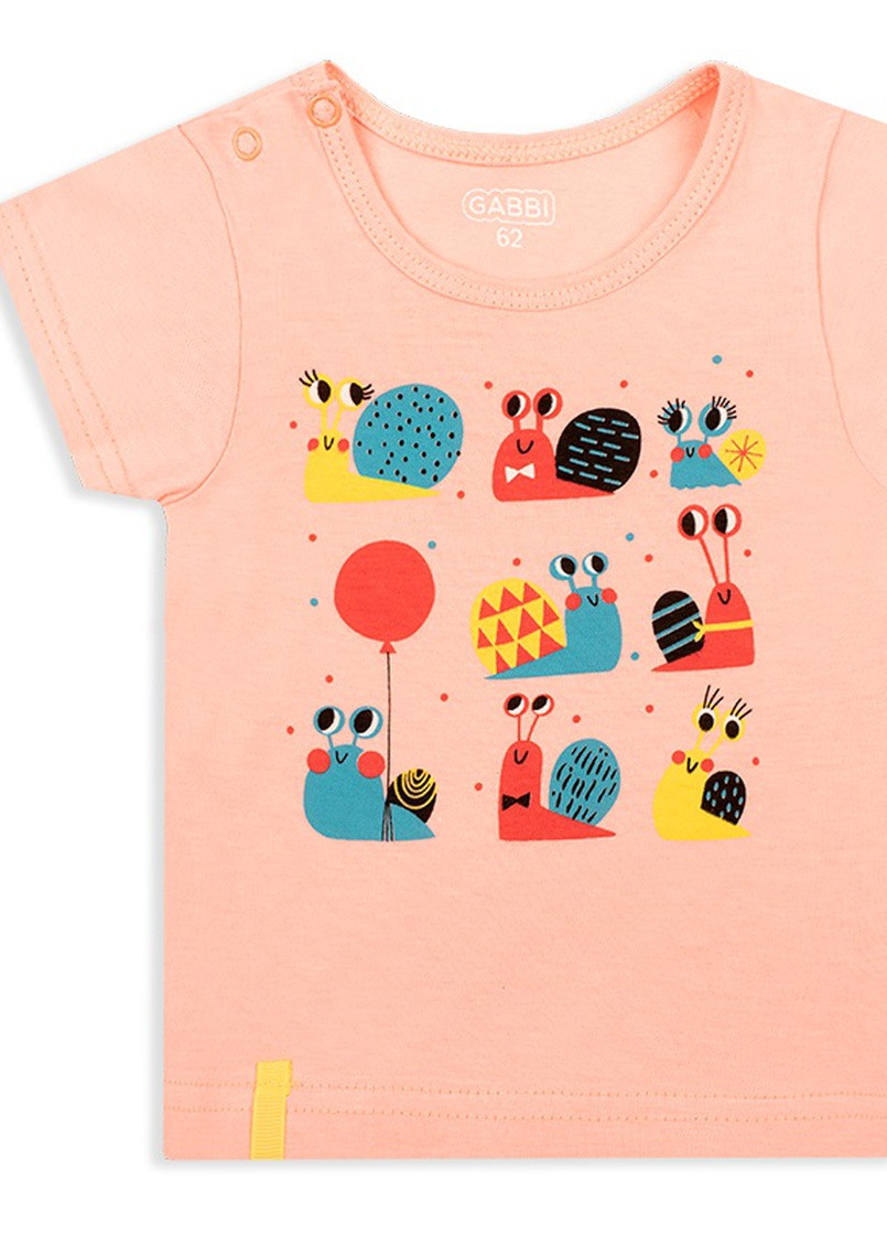 Персиковая летняя детская футболка для девочки *обаяшка* Габби