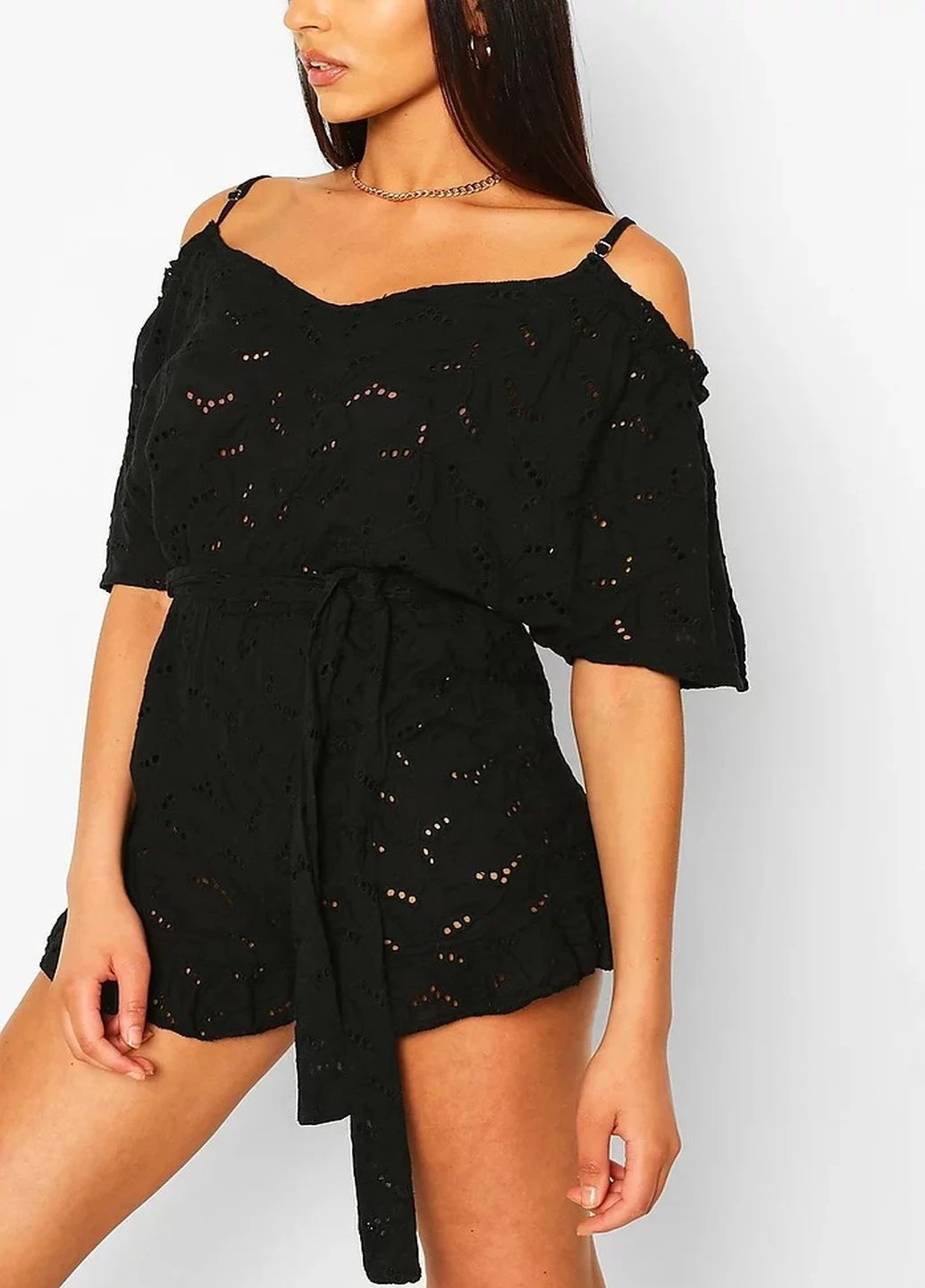 Комбинезон Boohoo однотонный чёрный кэжуал