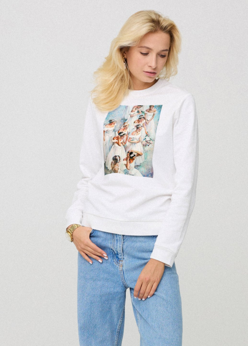 Білий світшот жіночій basic /no flis/ YAPPI (254658552)