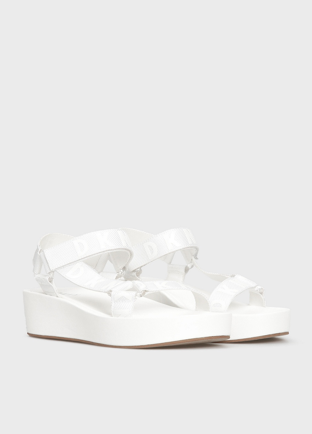 Белые сандалии DKNY на липучке с белой подошвой