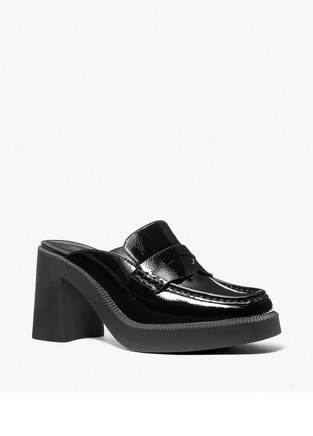 Черные мюли Michael Kors лаковые на среднем каблуке