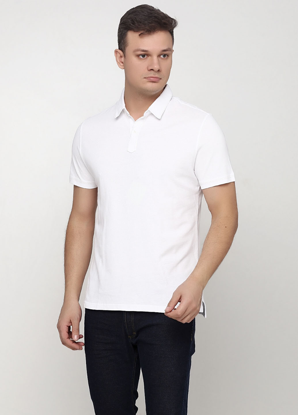 Белая футболка-поло для мужчин Massimo Dutti однотонная
