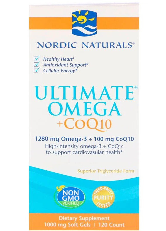 Рыбий жир + Коэнзим Q10, 1000 мг,, Ultimate Omega + CoQ10, 120 капсул Nordic Naturals (228292346)