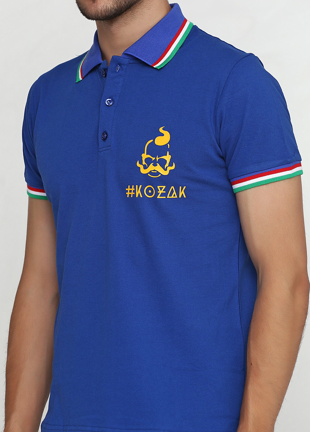 Синяя футболка-поло для мужчин Manatki с надписью