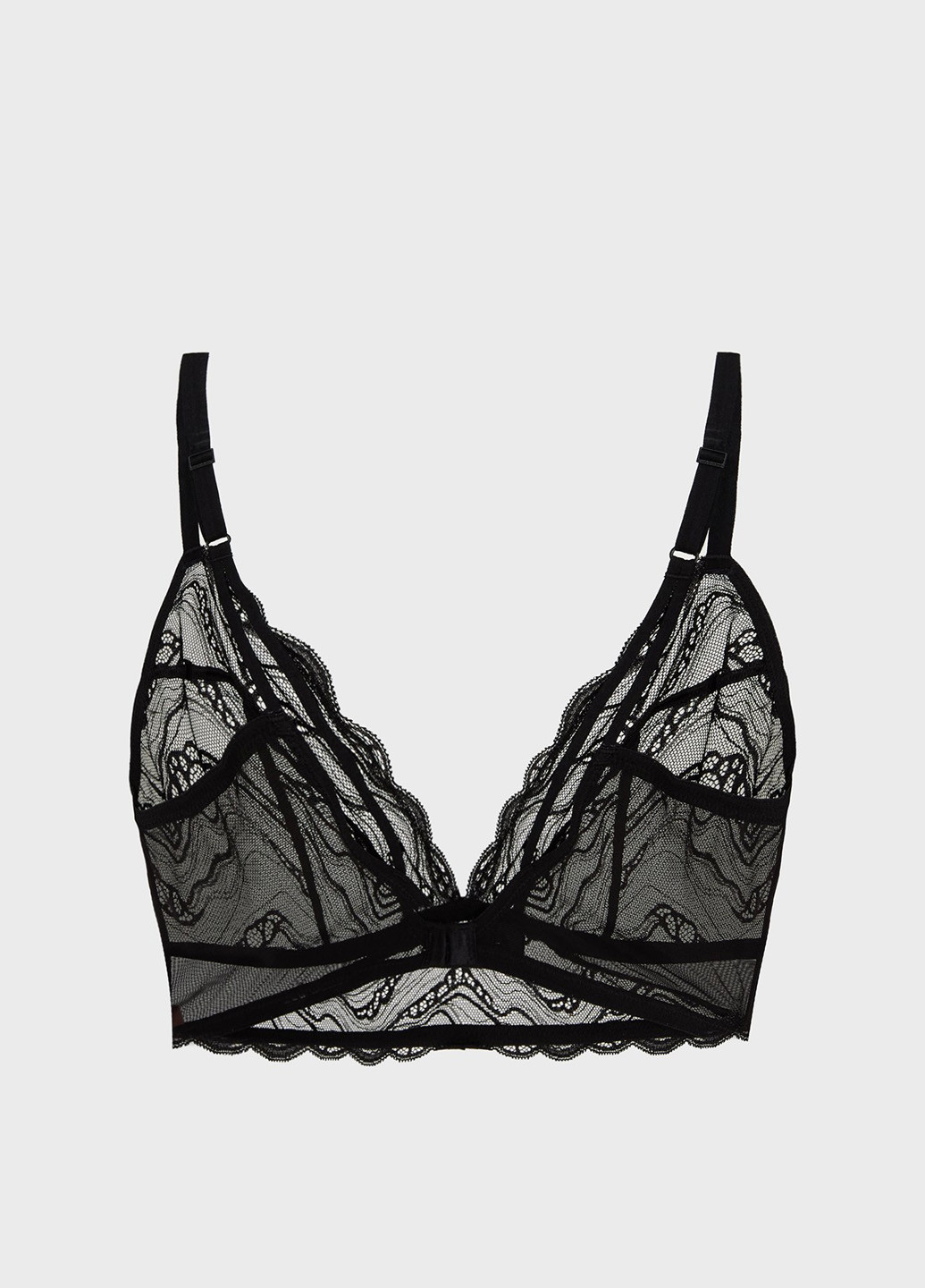 Чёрный триэнджел бюстгальтер Calvin Klein без косточек полиамид, кружево