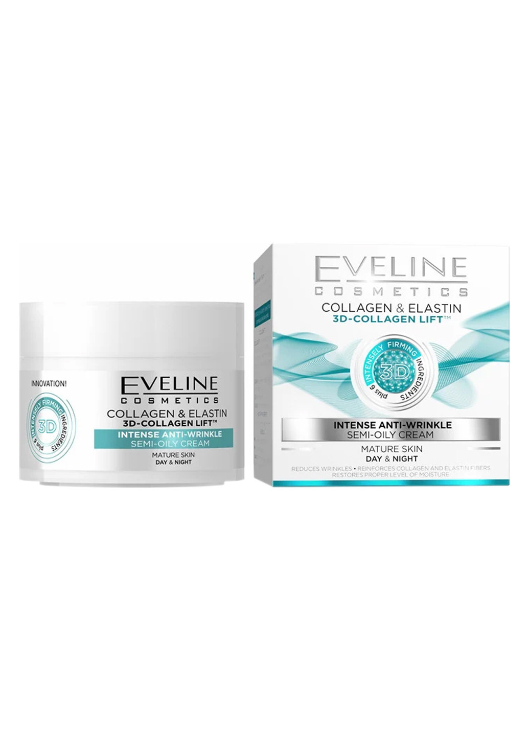 Напівжирний крем eveline активне омолодження для зрілої шкіри колаген + еластин, 50 мл Eveline Cosmetics 5901761912272 (256234060)