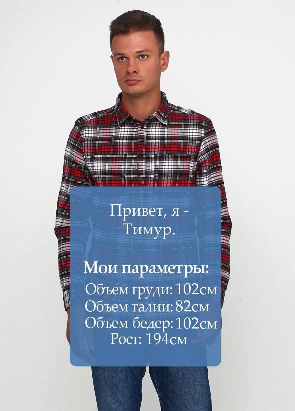 Красная кэжуал рубашка в клетку H&M