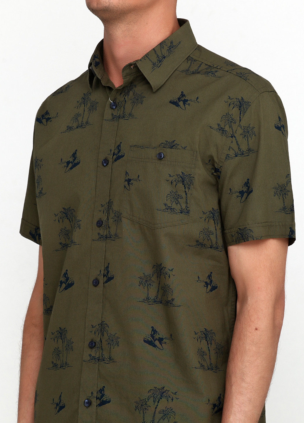 Оливковковая (хаки) кэжуал рубашка с рисунком George с коротким рукавом