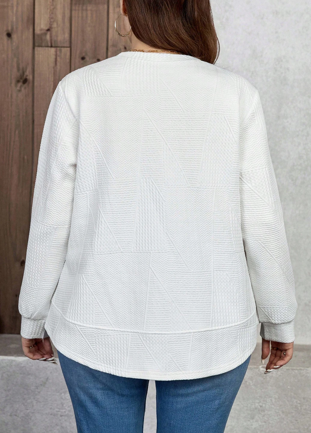 Белый свитшот SHEIN однотонный без декора (338193761)