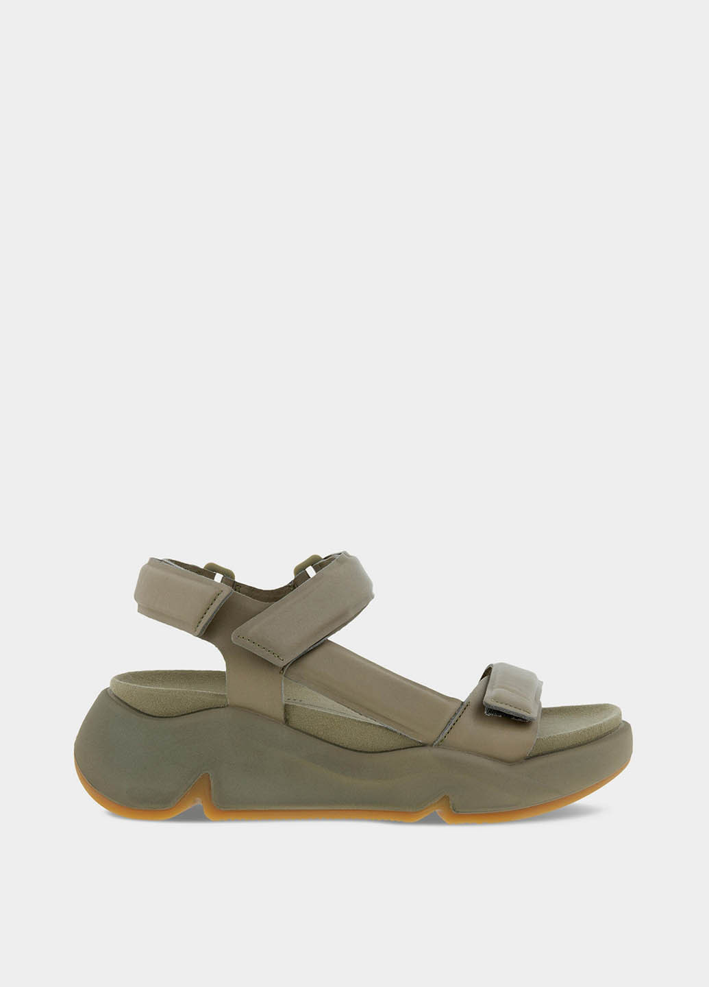 Серо-зеленые босоножки Ecco на липучке