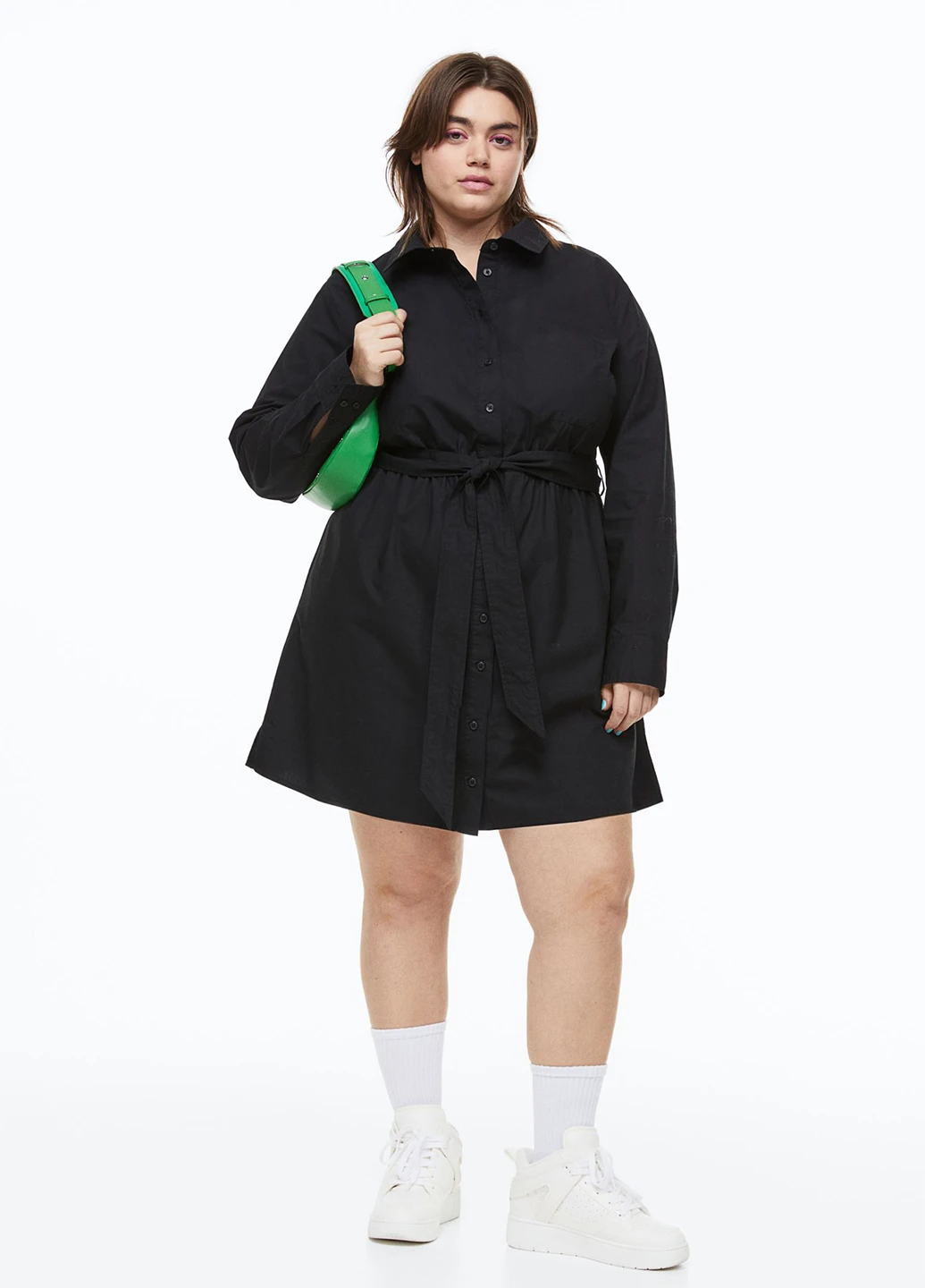 Черное кэжуал платье рубашка H&M однотонное