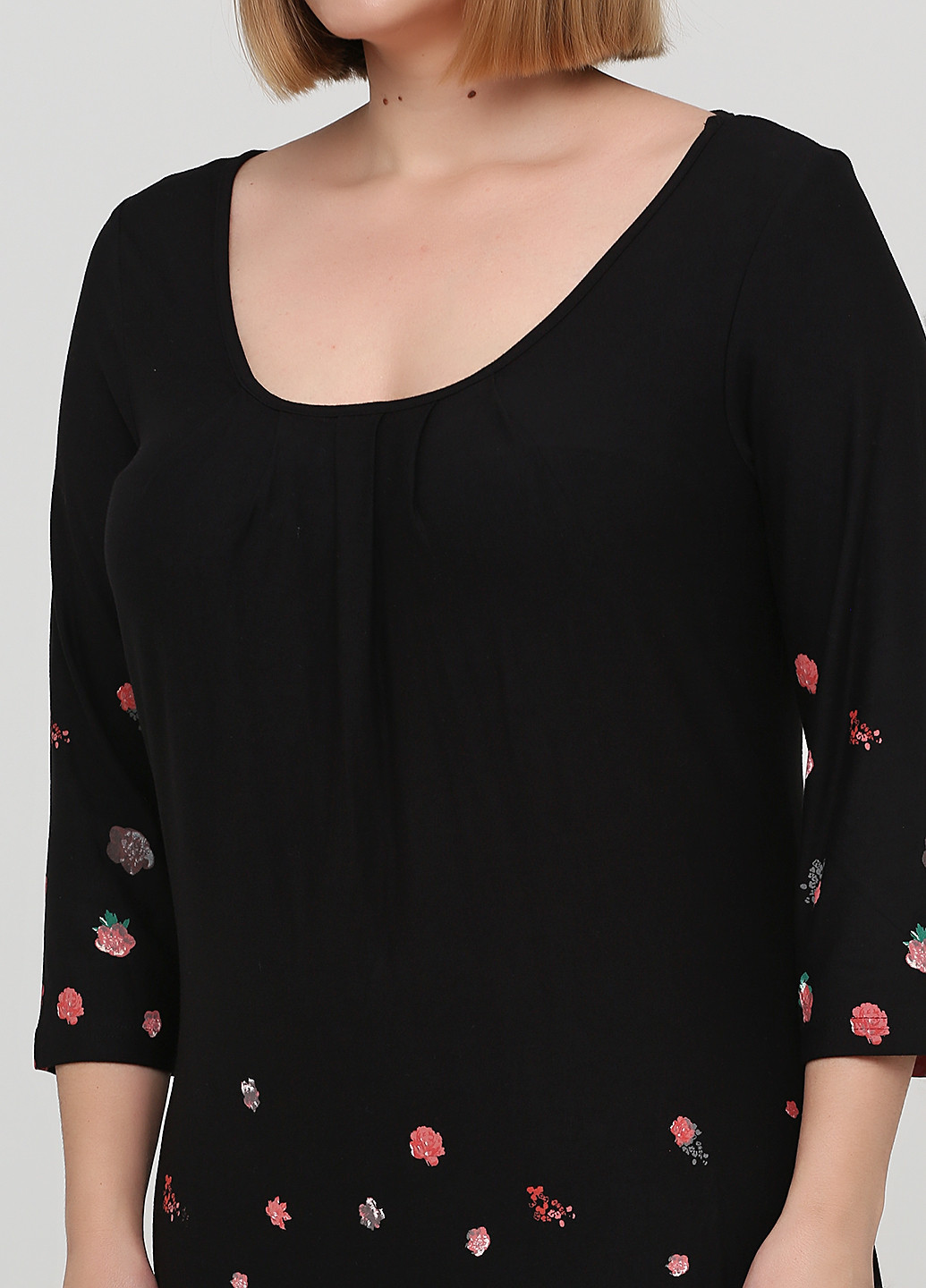 Черное кэжуал платье футляр Sheego с цветочным принтом