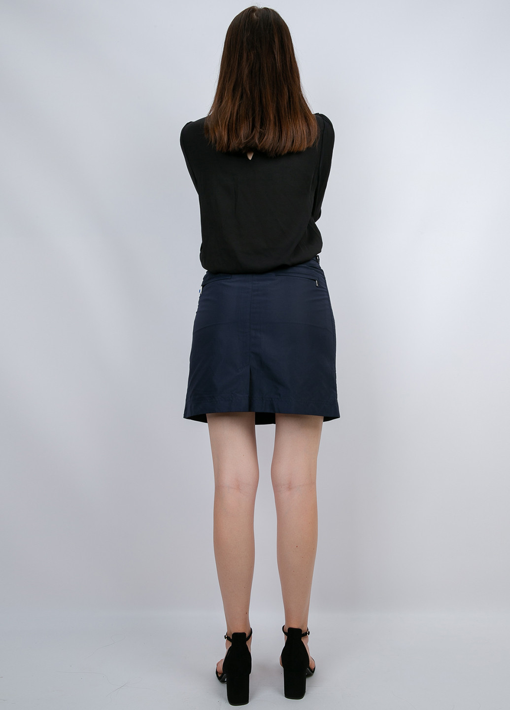 Темно-синяя кэжуал однотонная юбка Ralph Lauren а-силуэта (трапеция)