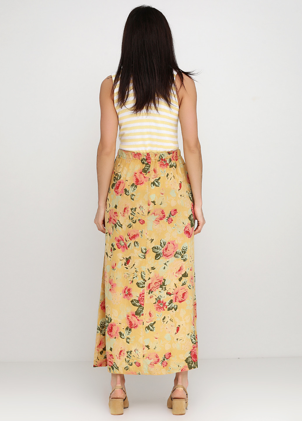 Темно-бежевая кэжуал цветочной расцветки юбка Wendy Trendy макси