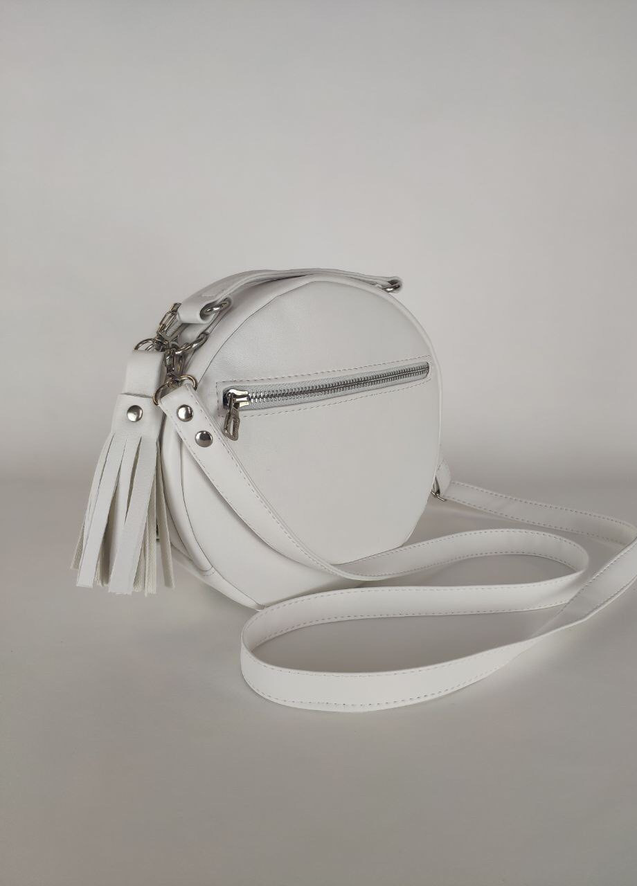 Женская круглая сумка Bale белая Sambag (255020442)