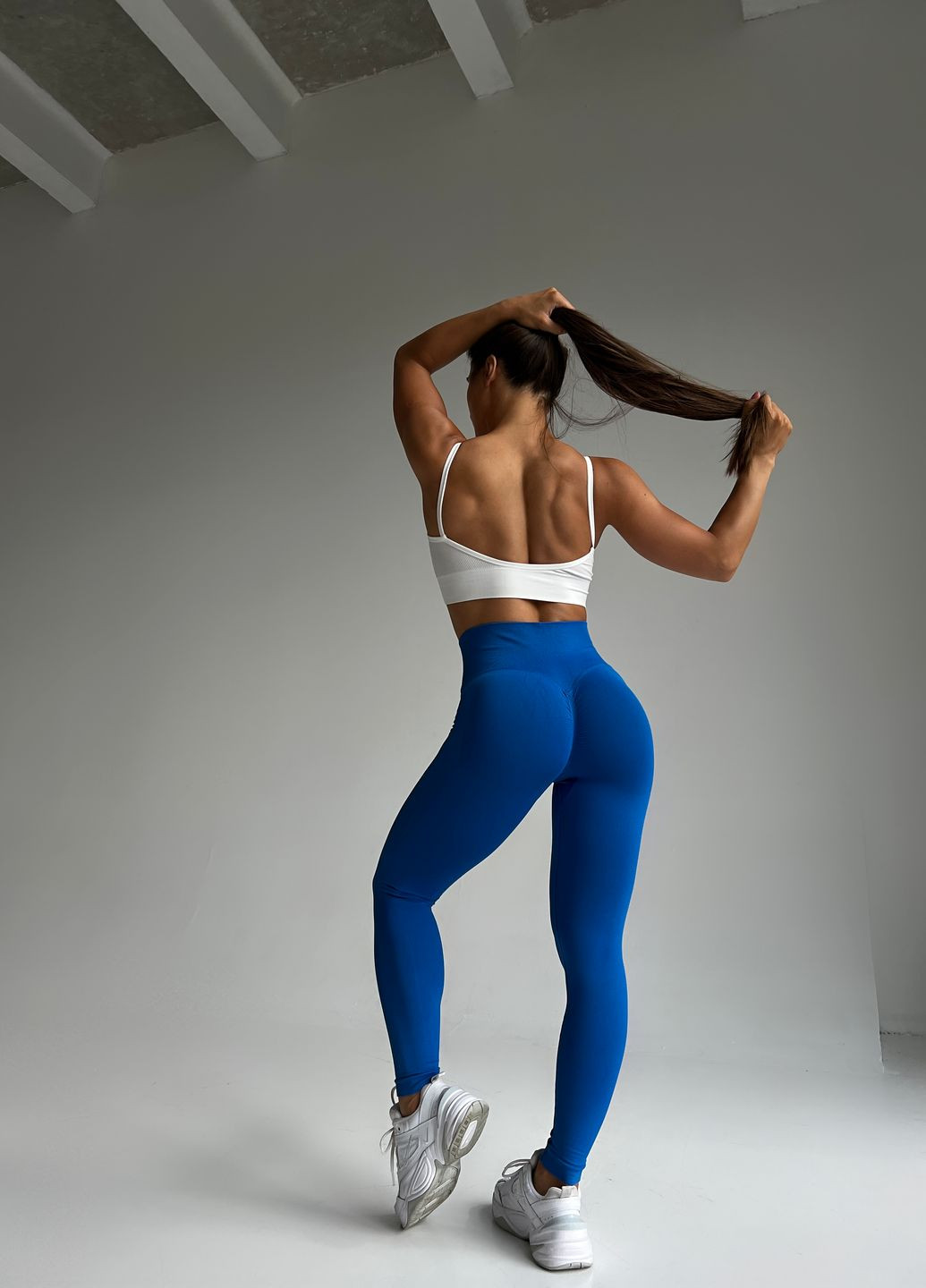 Синие лосины спортивные женские push up FitU