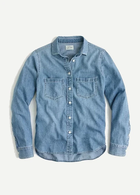 Светло-синяя кэжуал рубашка однотонная J.Crew