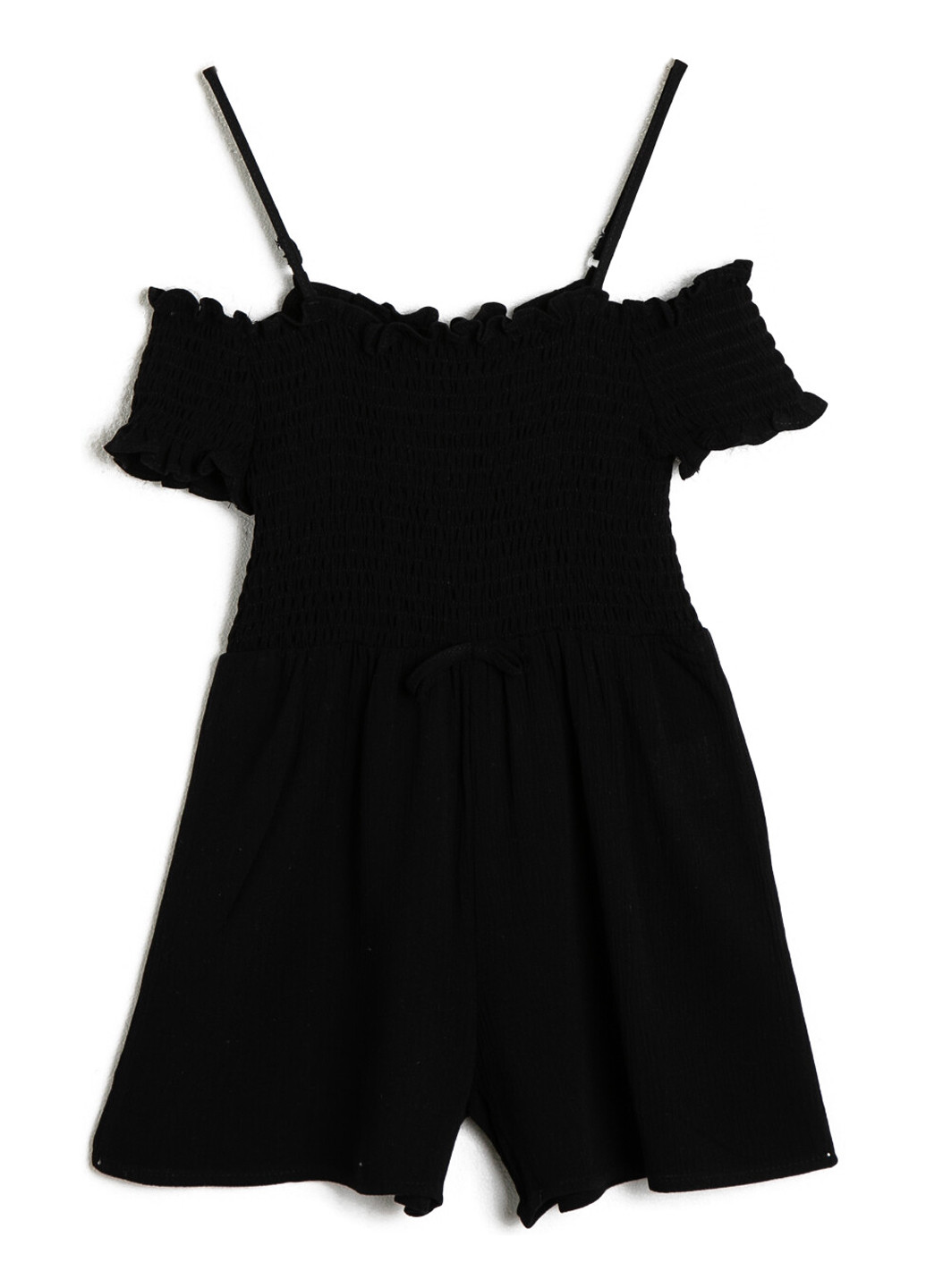 Платье KOTON комбинезон-шорты однотонный чёрный кэжуал вискоза