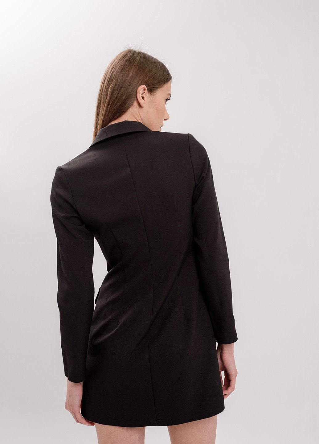 Черное деловое платье-пиджак Hand Made однотонное