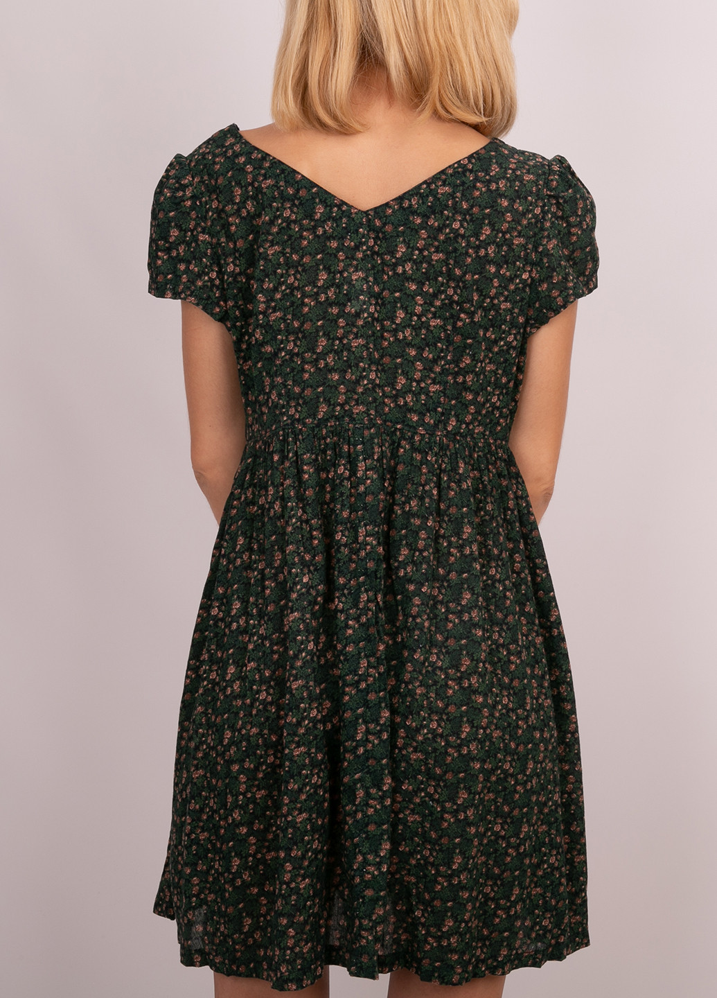 Темно-зеленое кэжуал платье а-силуэт Ralph Lauren с цветочным принтом