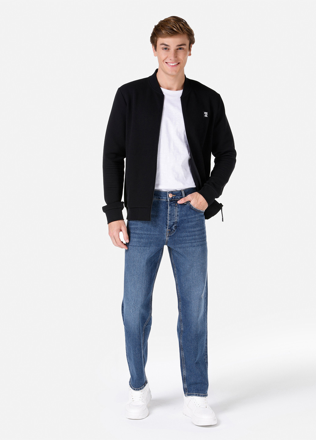 Синие демисезонные прямые джинсы Colin's