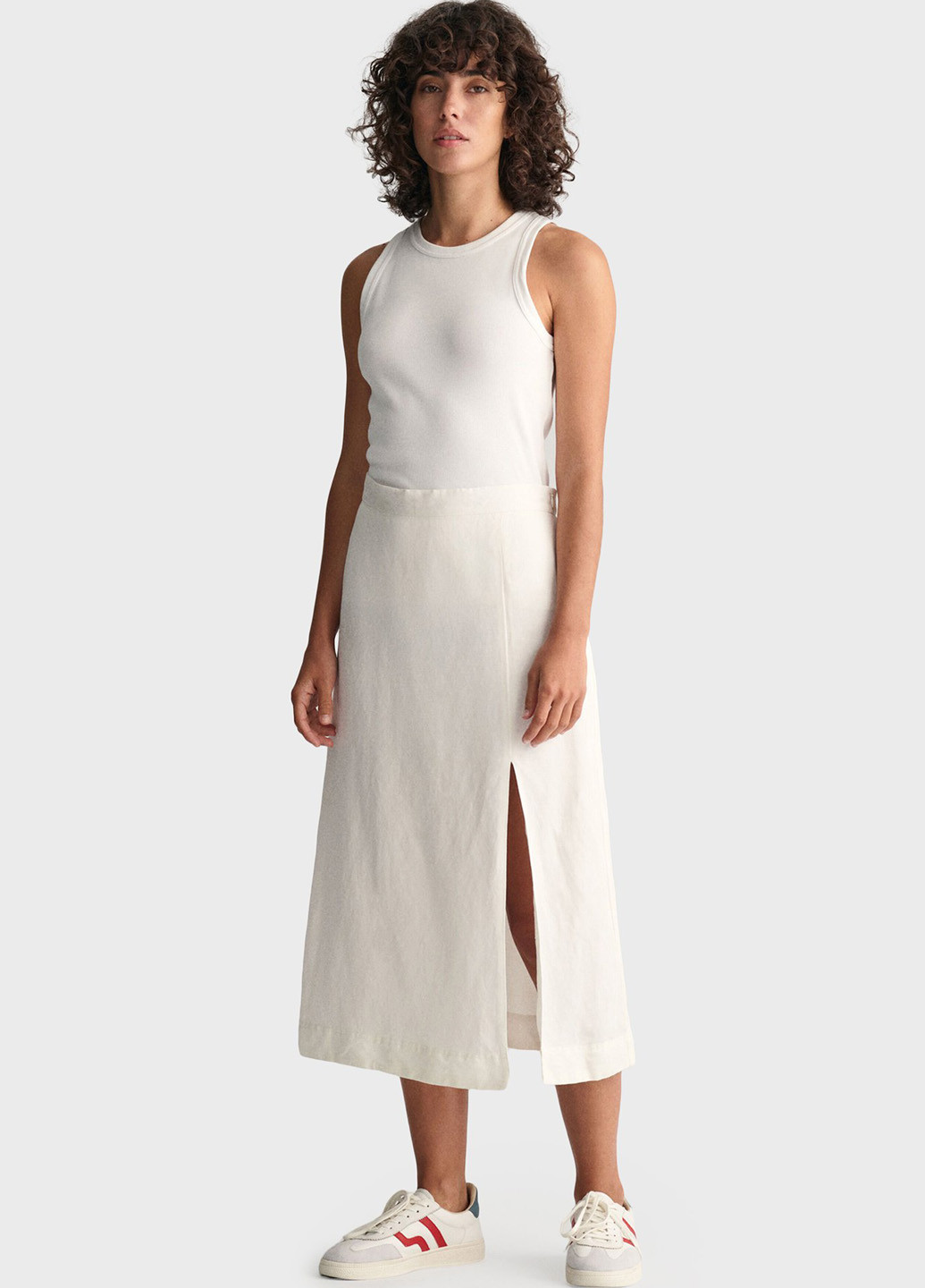 Белая кэжуал однотонная юбка Gant а-силуэта (трапеция)