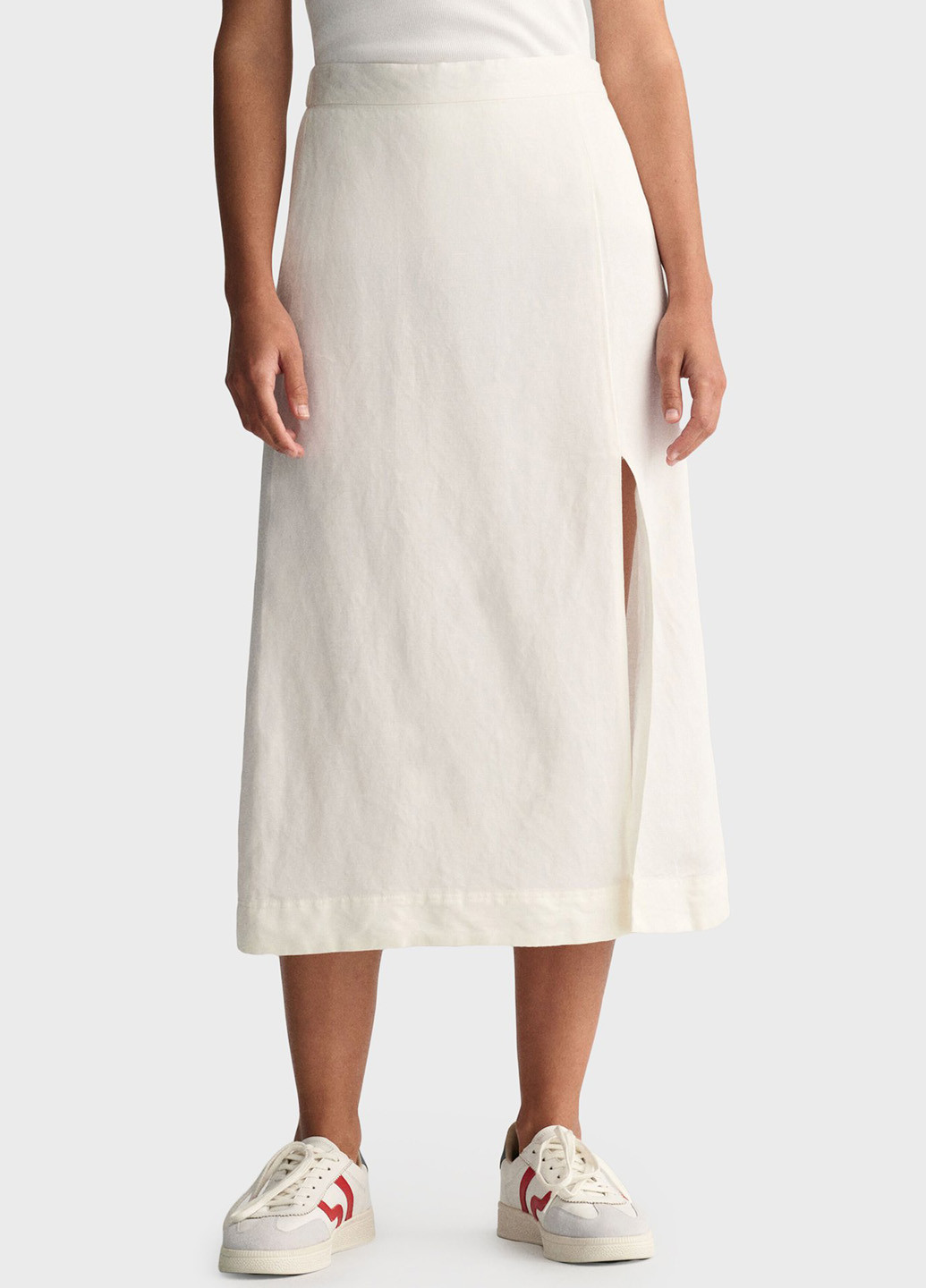 Белая кэжуал однотонная юбка Gant а-силуэта (трапеция)