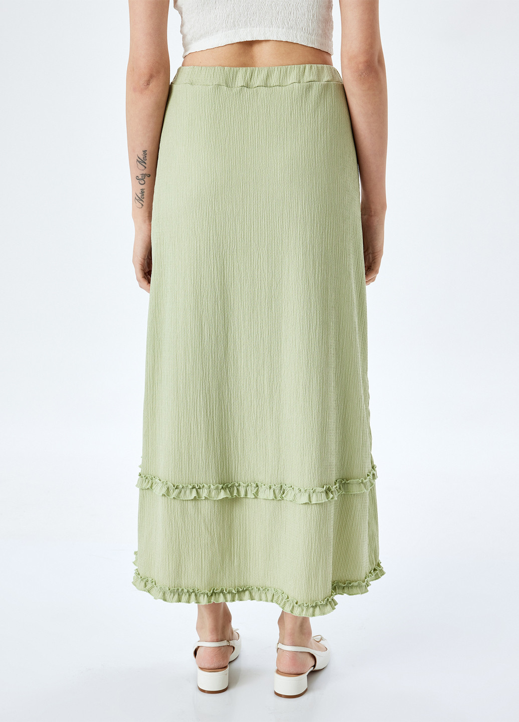 Мятная кэжуал однотонная юбка KOTON а-силуэта (трапеция)