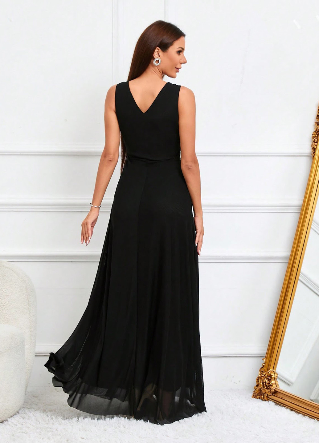 Чорна вечірня сукня SHEIN однотонна