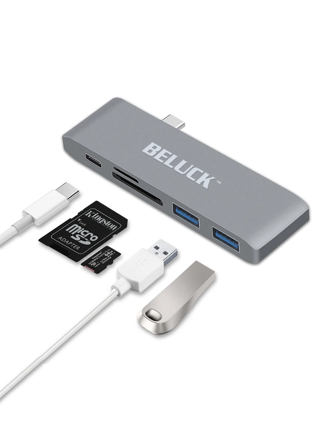 USB hub картридер 5 в 1 Type-C / USB 3.0 / SD / MicroSD BELUCK UFT (247083986)
