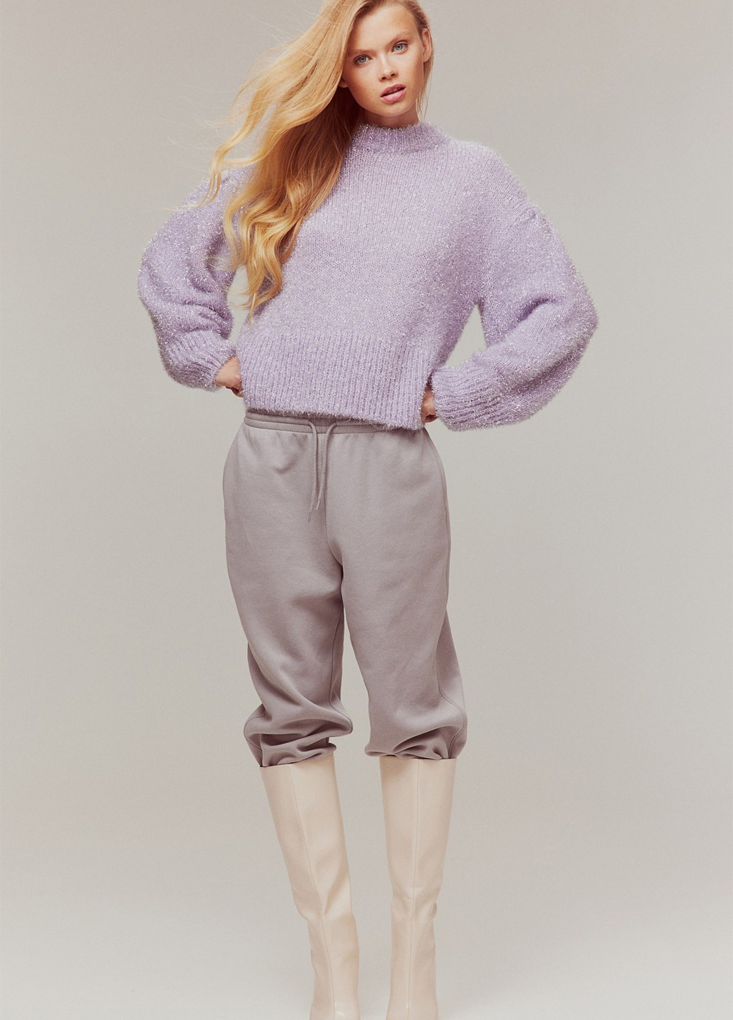 Сиреневый зимний джемпер джемпер H&M