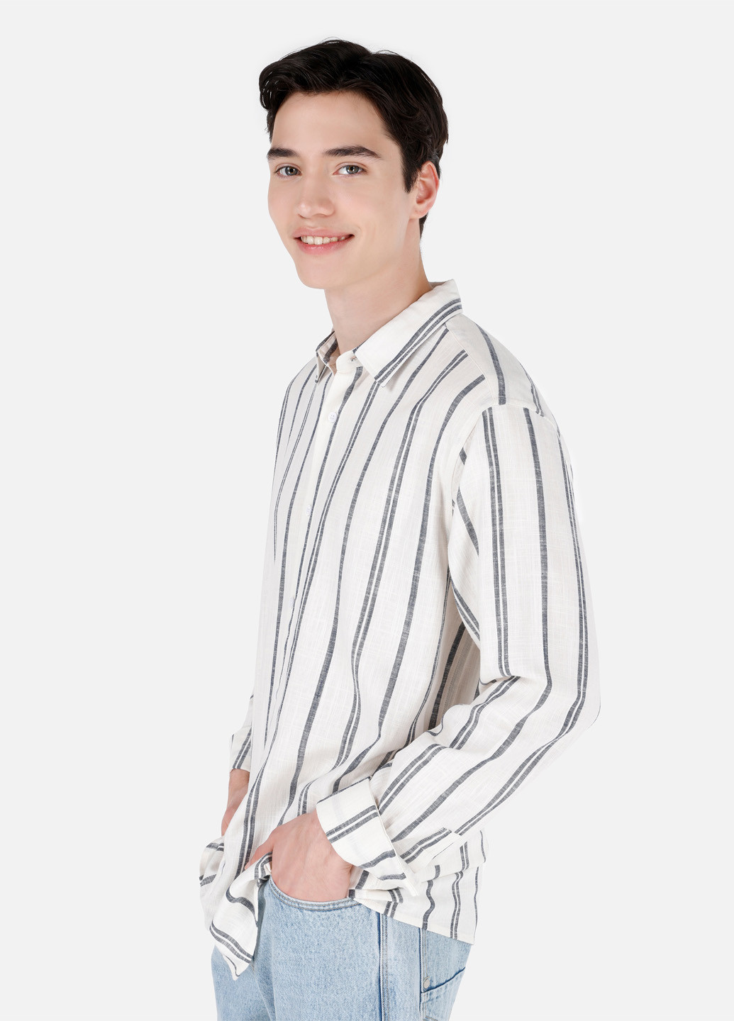 Белая кэжуал рубашка в полоску Colin's