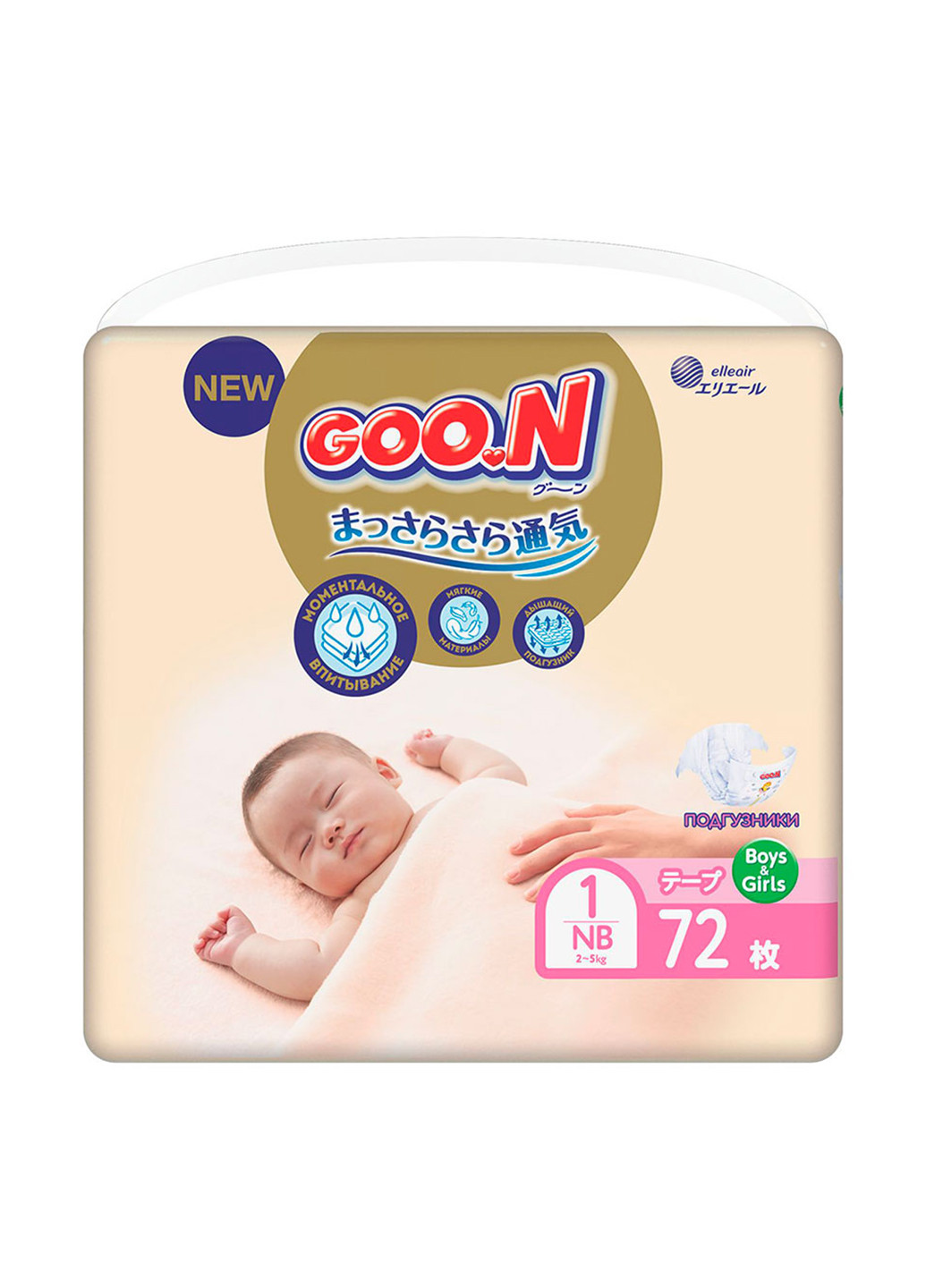 Подгузники Premium Soft размер 1 (до 5 кг), 72 шт. Goo.N (252447428)