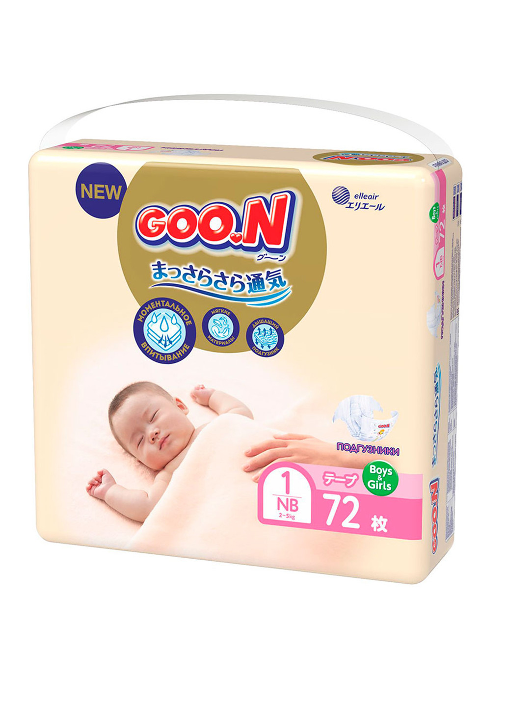 Подгузники Premium Soft размер 1 (до 5 кг), 72 шт. Goo.N (252447428)