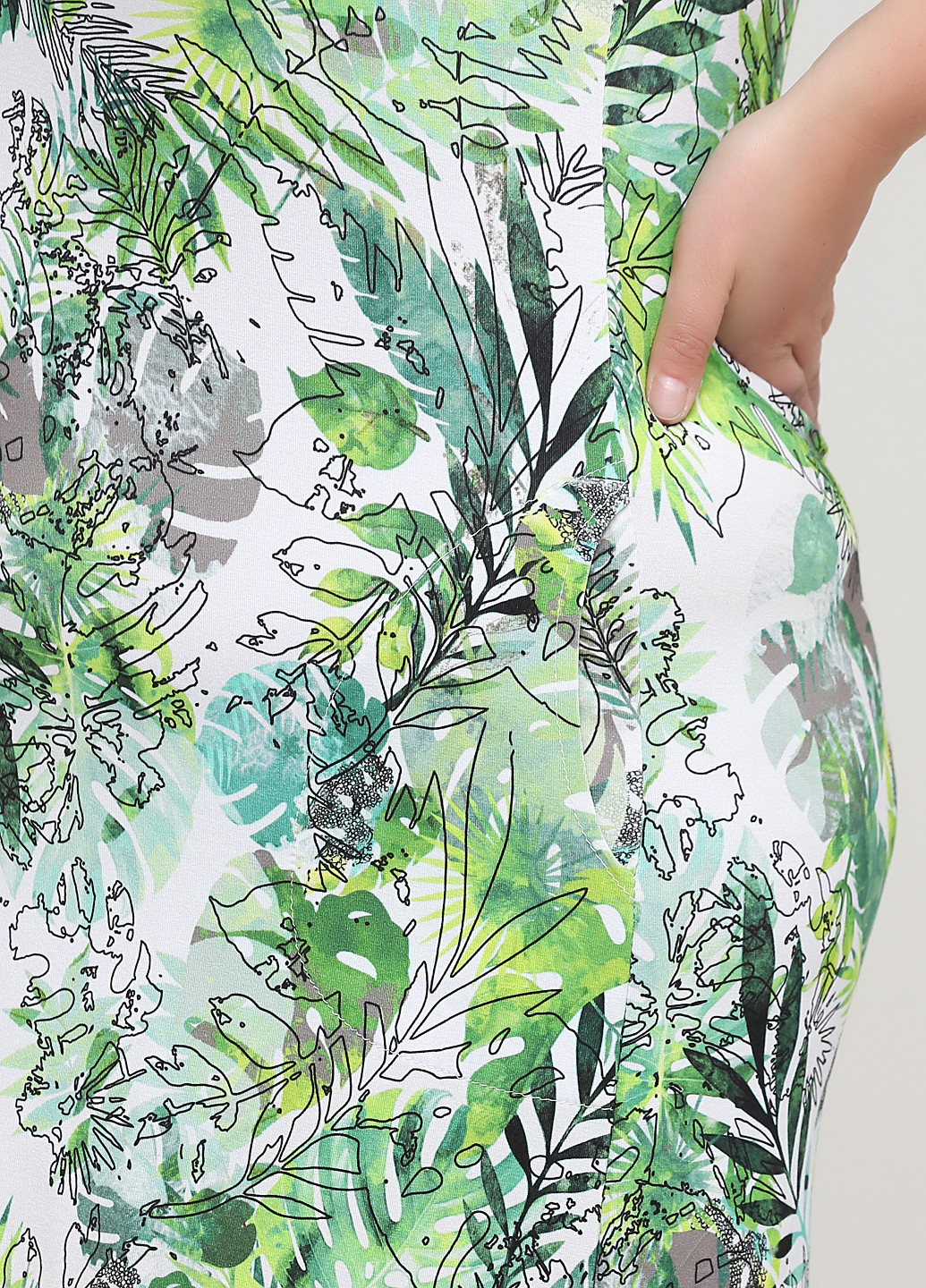 Зеленое домашнее платье Трикомир с цветочным принтом