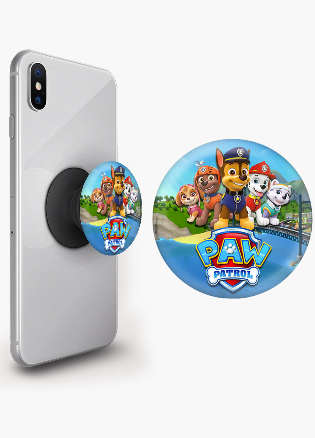 Попсокет (Popsockets) тримач для смартфону Щенячий патруль (PAW Patrol) (8754-1608) Чорний MobiPrint (216748280)