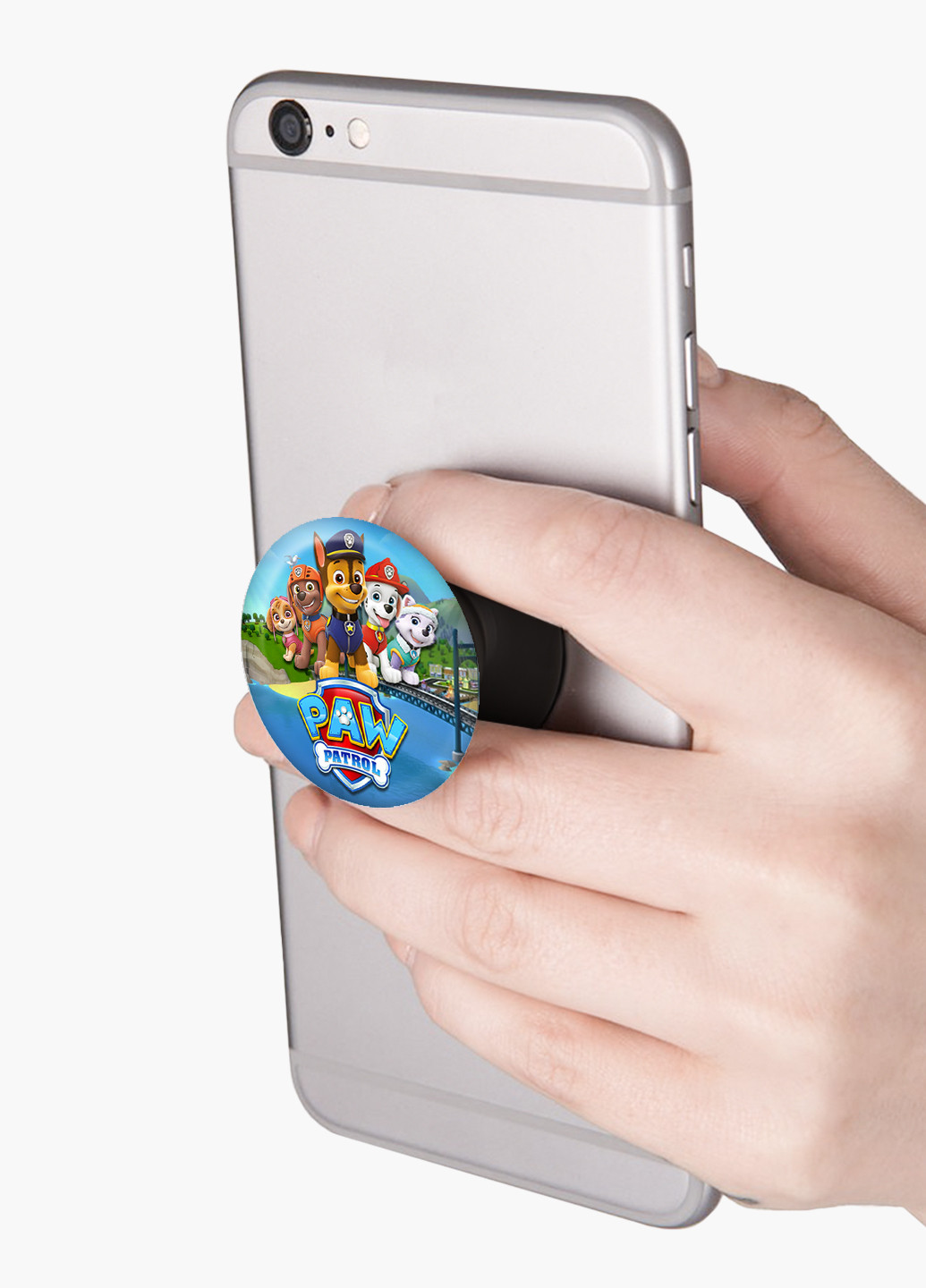 Попсокет (Popsockets) держатель для смартфона Щенячий патруль (PAW Patrol) (8754-1608) Черный MobiPrint (216748280)