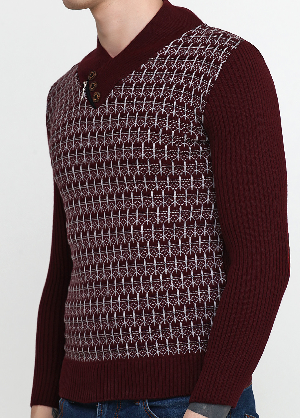 Темно-бордовий зимовий пуловер пуловер BY KEVIN