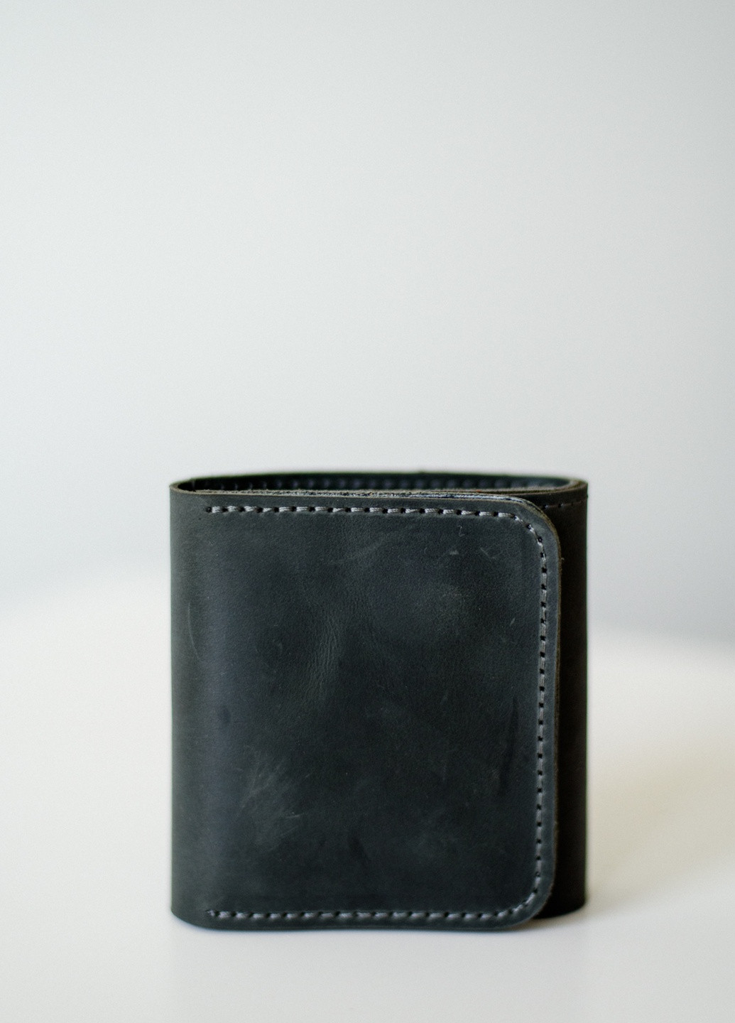 Мужской кошелек на кнопке ручной работы черного цвета из натуральной винтажной кожи Boorbon (253582657)
