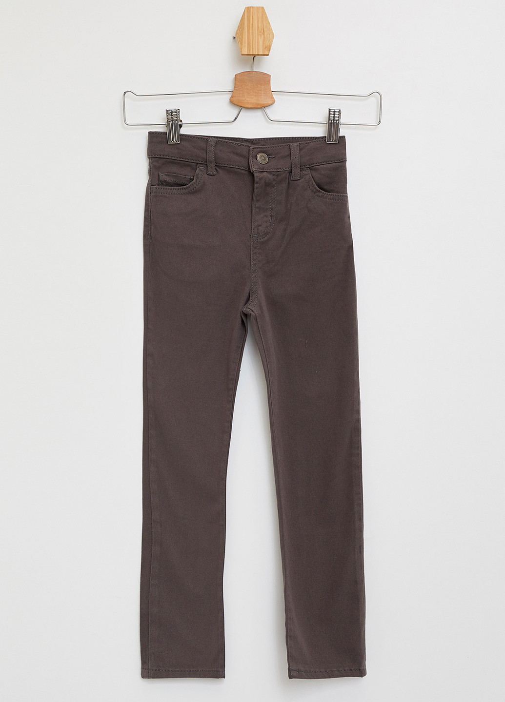 Серые кэжуал демисезонные прямые брюки DeFacto