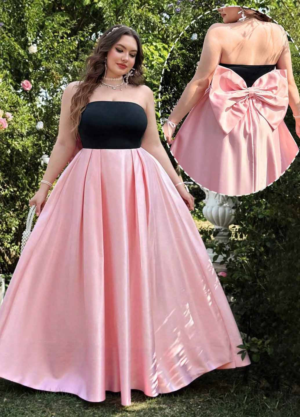 Рожева вечірня сукня з пишною спідницею, а-силует SHEIN однотонна