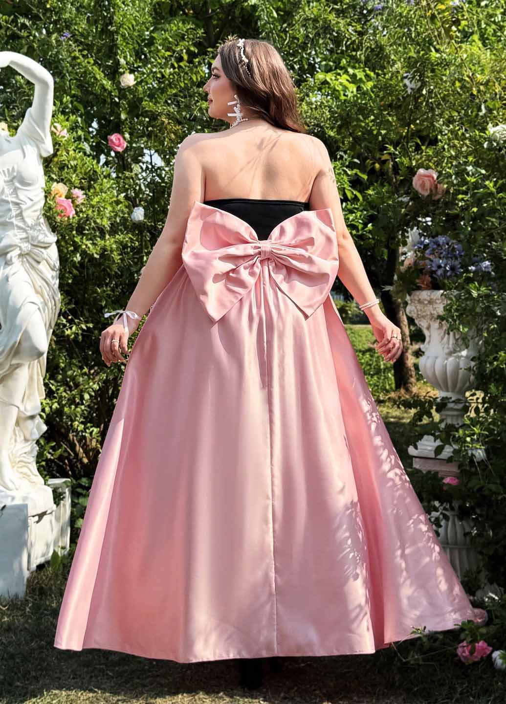 Рожева вечірня сукня з пишною спідницею, а-силует SHEIN однотонна