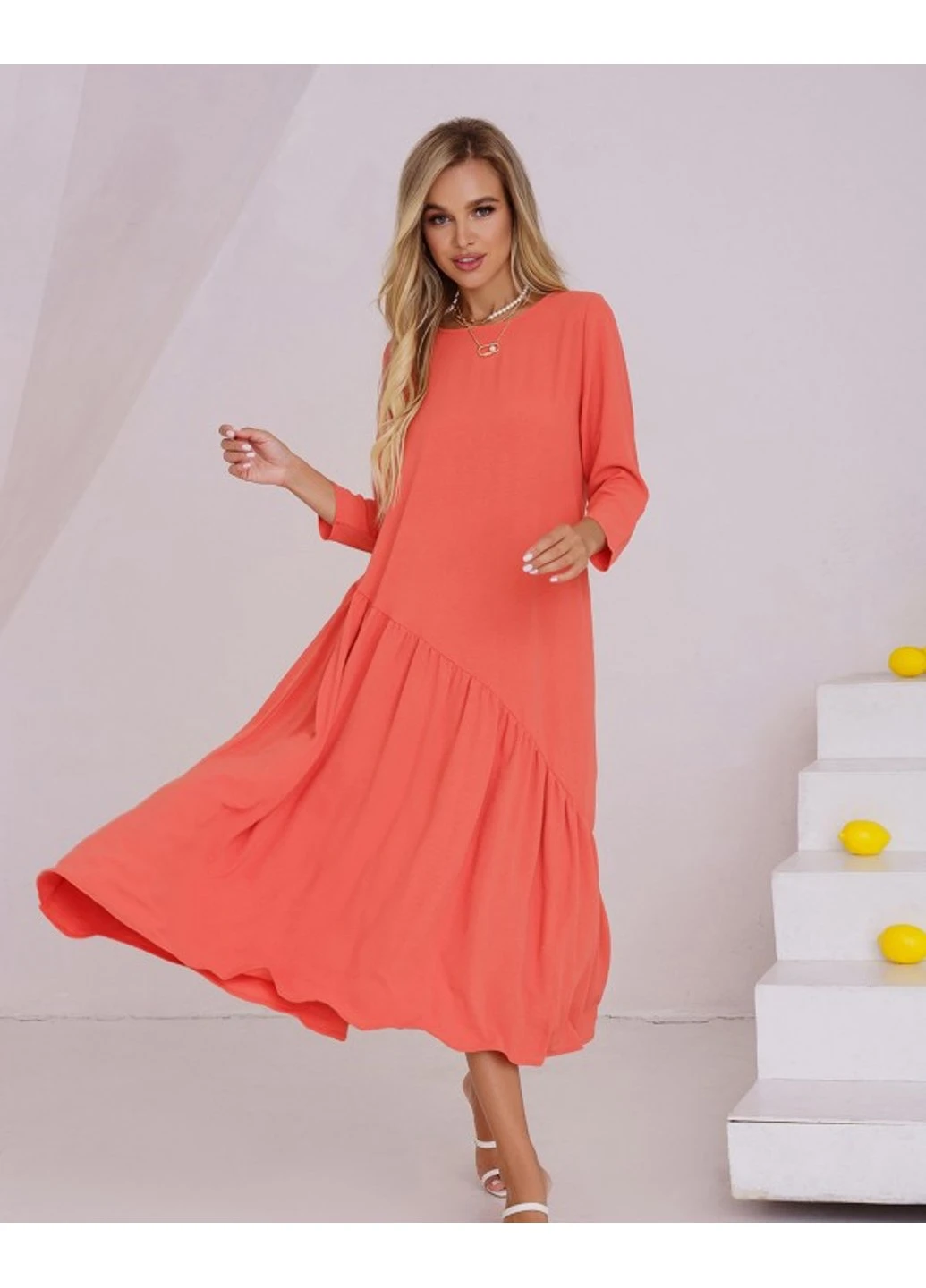 Коралова повсякденний сукня 13487 3xl зелений ISSA PLUS однотонна