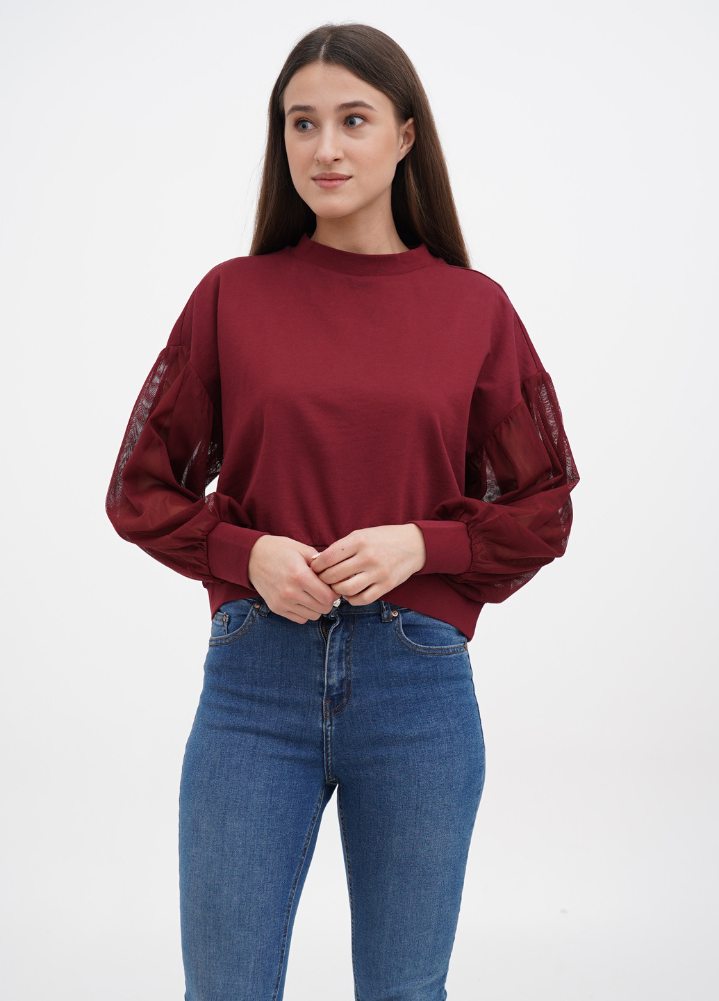 Бордовый свитшот Terranova однотонный сеточка (276328018)