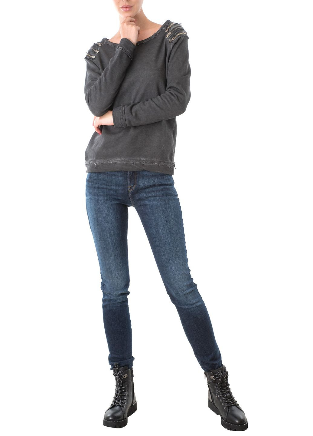 Сірий світшот Please однотонний (241230902)