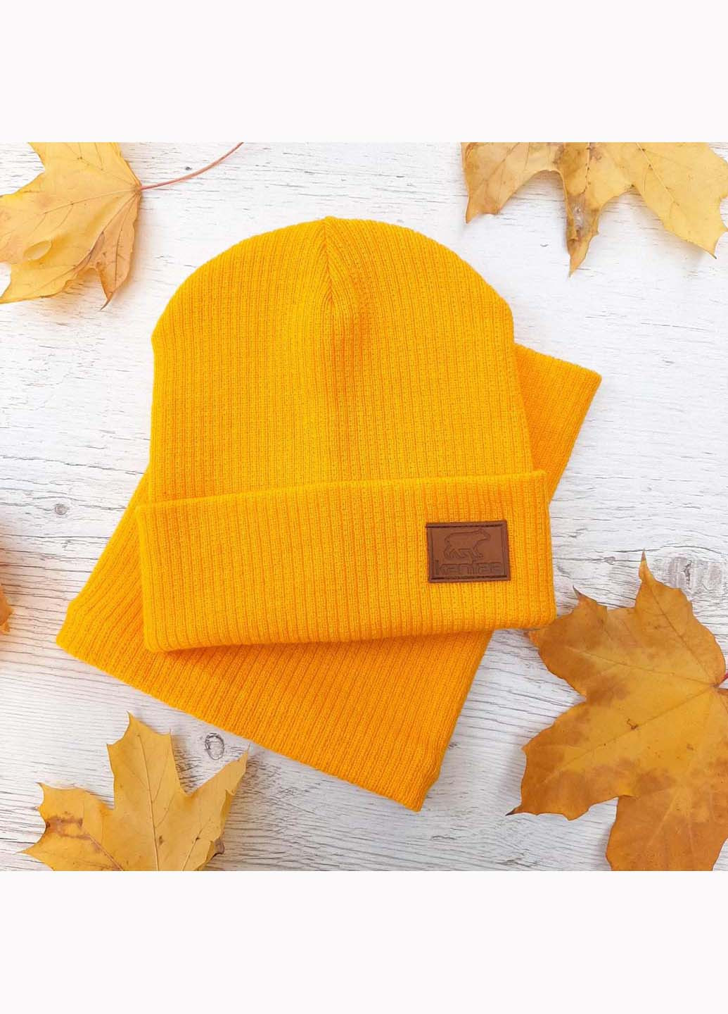 Желтый демисезонный комплект (шапка, хомут) Канта