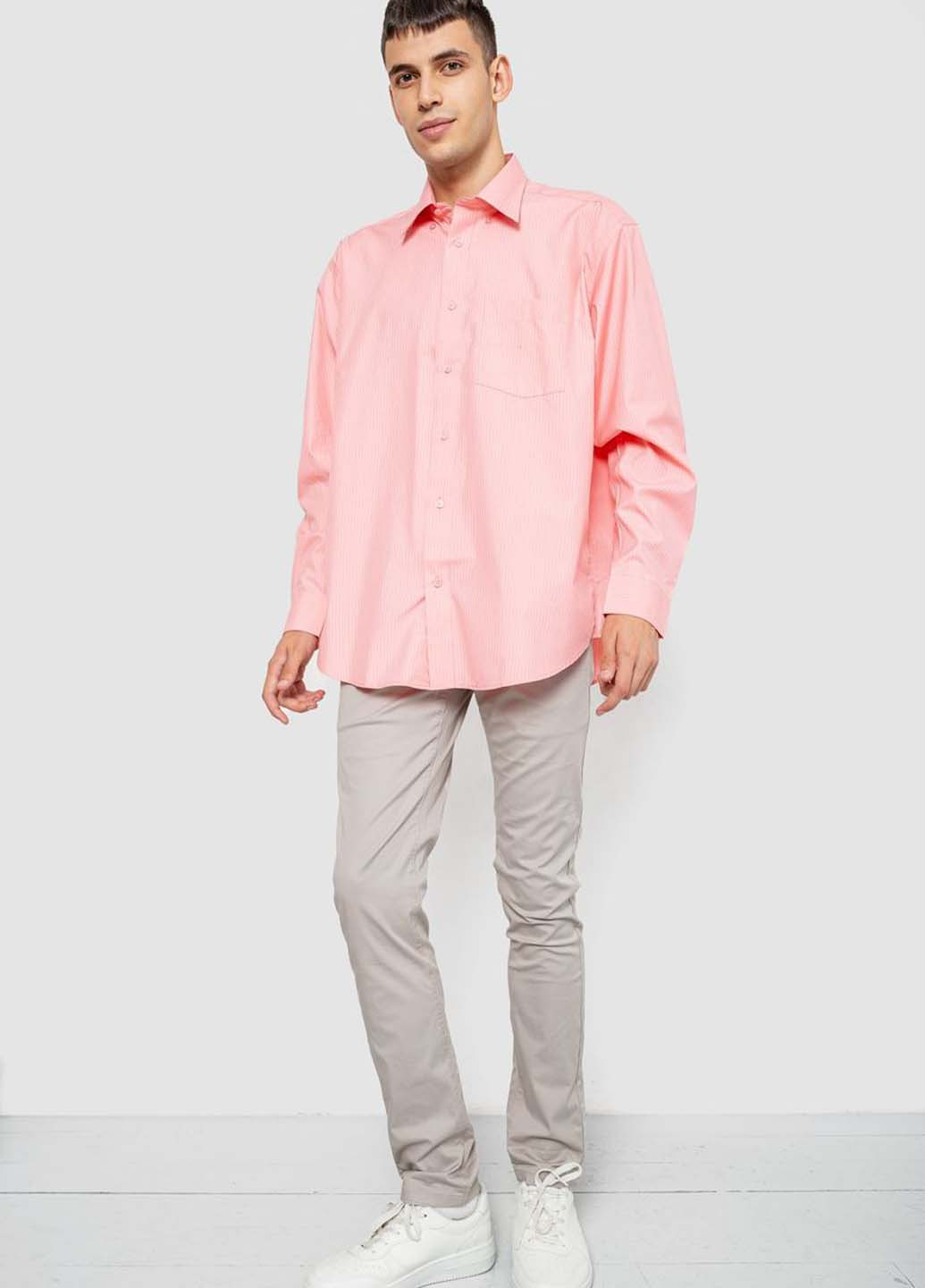 Розовая классическая рубашка в полоску Ager